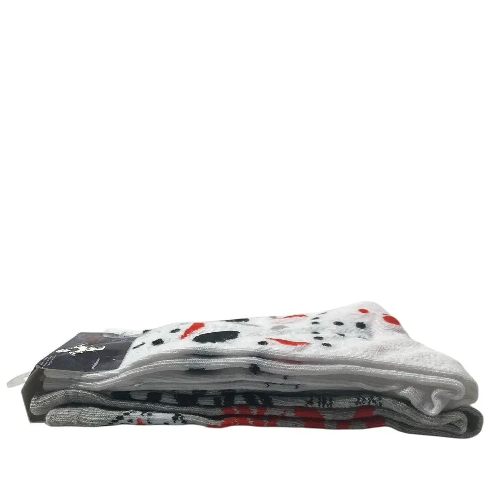 Friday‎ the 13th Socks Mens Size 4-10 White Jason Mask Horror Halloween